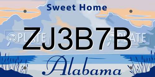 ZJ3B7B Alabama License Plate