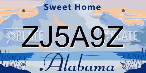 ZJ5A9Z Alabama License Plate