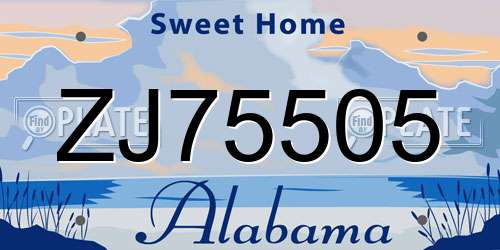 ZJ75505 Alabama License Plate