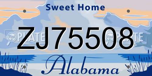 ZJ75508 Alabama License Plate