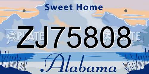 ZJ75808 Alabama License Plate