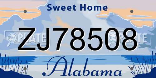 ZJ78508 Alabama License Plate