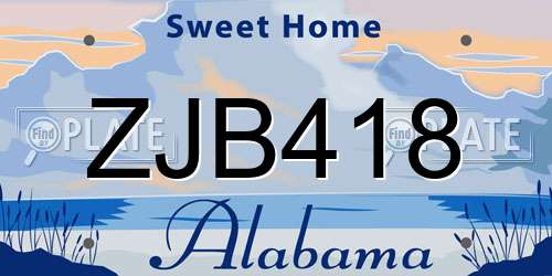 ZJB418 Alabama License Plate