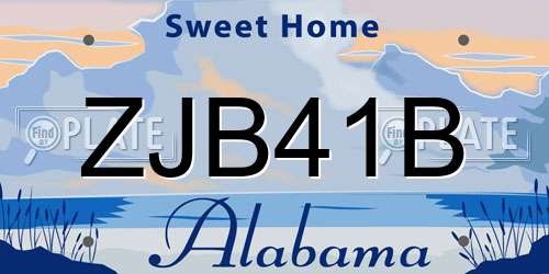 ZJB41B Alabama License Plate