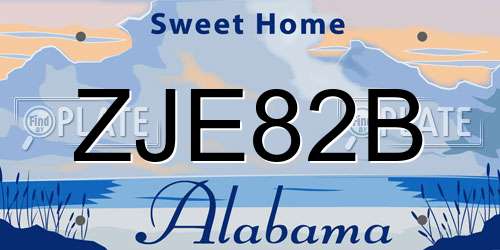 ZJE82B Alabama License Plate