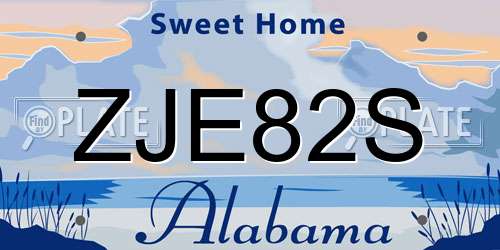ZJE82S Alabama License Plate