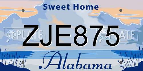 ZJE875 Alabama License Plate