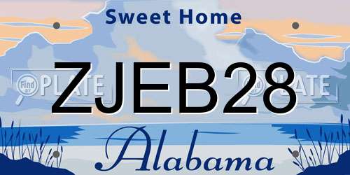 ZJEB28 Alabama License Plate