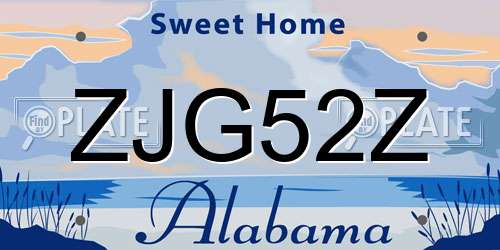 ZJG52Z Alabama License Plate