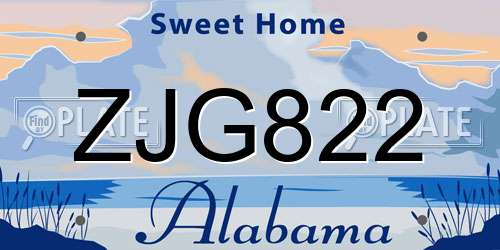 ZJG822 Alabama License Plate