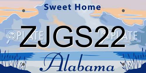 ZJGS22 Alabama License Plate