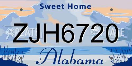 ZJH6720 Alabama License Plate