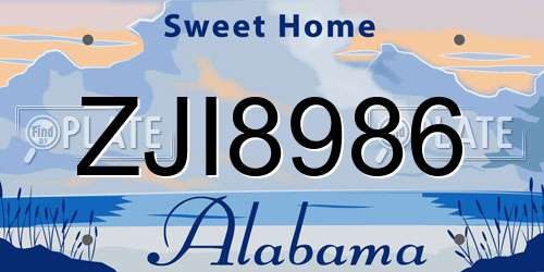 ZJI8986 Alabama License Plate