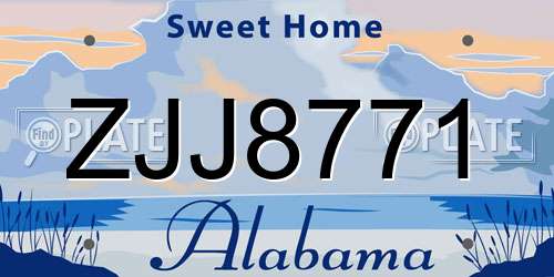 ZJJ8771 Alabama License Plate