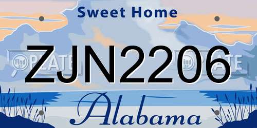 ZJN2206 Alabama License Plate