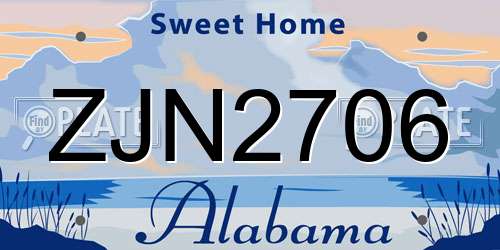 ZJN2706 Alabama License Plate