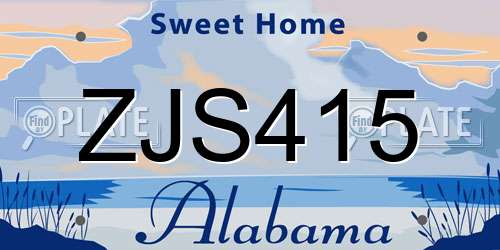 ZJS415 Alabama License Plate