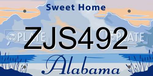 ZJS492 Alabama License Plate