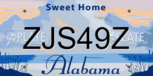 ZJS49Z Alabama License Plate