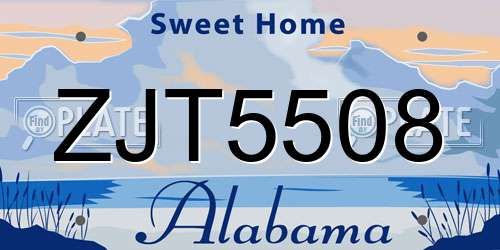 ZJT5508 Alabama License Plate