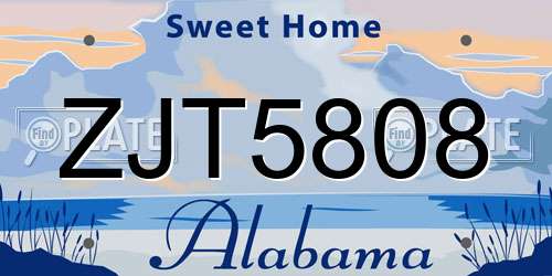 ZJT5808 Alabama License Plate