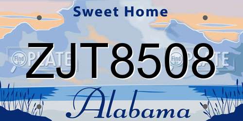 ZJT8508 Alabama License Plate
