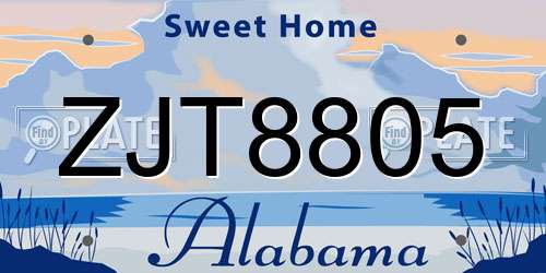 ZJT8805 Alabama License Plate
