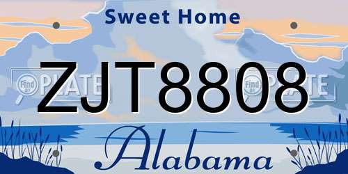 ZJT8808 Alabama License Plate
