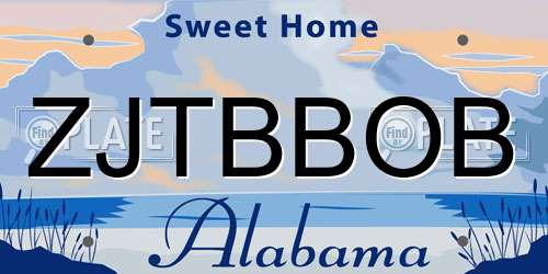 ZJTBBOB Alabama License Plate