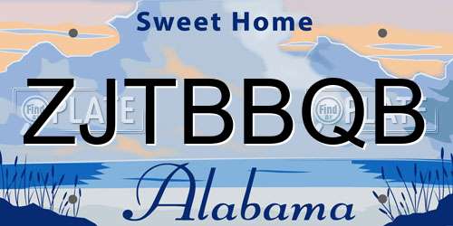 ZJTBBQB Alabama License Plate