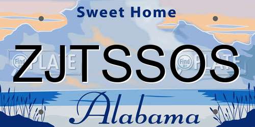 ZJTSSOS Alabama License Plate