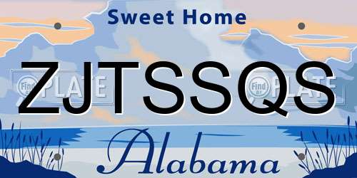 ZJTSSQS Alabama License Plate