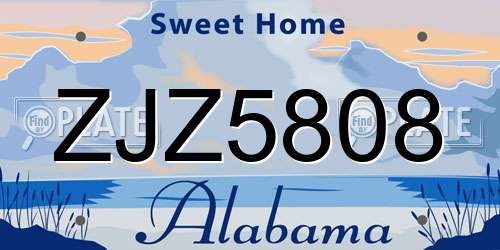 ZJZ5808 Alabama License Plate