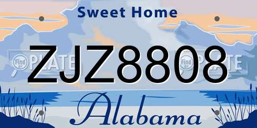 ZJZ8808 Alabama License Plate