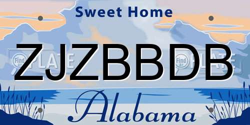 ZJZBBDB Alabama License Plate