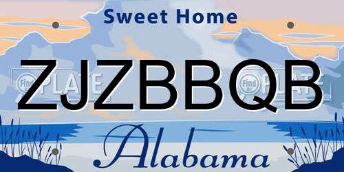 ZJZBBQB Alabama License Plate