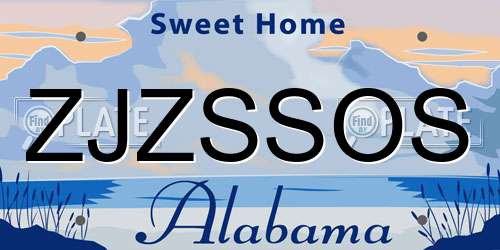 ZJZSSOS Alabama License Plate