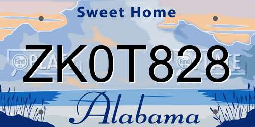 ZK0T828 Alabama License Plate