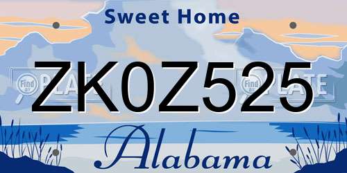 ZK0Z525 Alabama License Plate