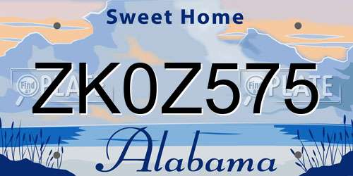 ZK0Z575 Alabama License Plate