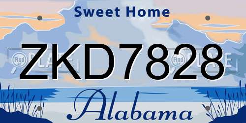 ZKD7828 Alabama License Plate