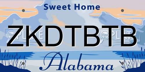 ZKDTBTB Alabama License Plate