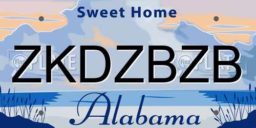 ZKDZBZB Alabama License Plate