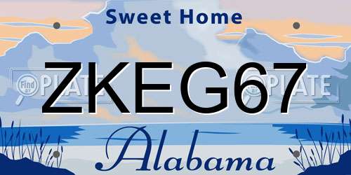 ZKEG67 Alabama License Plate
