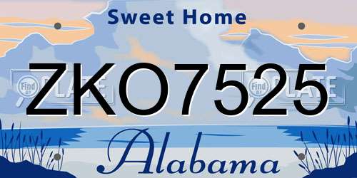 ZKO7525 Alabama License Plate