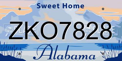 ZKO7828 Alabama License Plate