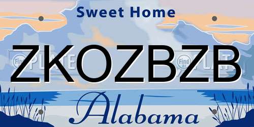 ZKOZBZB Alabama License Plate