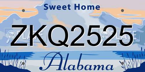 ZKQ2525 Alabama License Plate