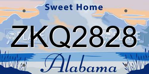 ZKQ2828 Alabama License Plate