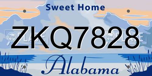 ZKQ7828 Alabama License Plate